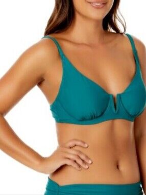 Anne Cole Bikini TOP ONLY V-WIRE Ocean Green NWT